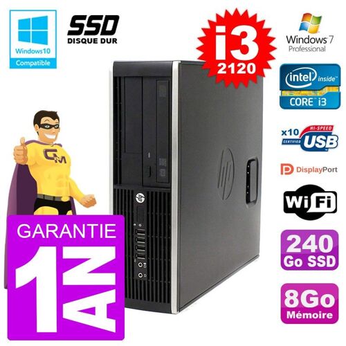 PC HP 6200 SFF Intel i3-2120 RAM 8Go SSD 240Go Graveur DVD Wifi W7