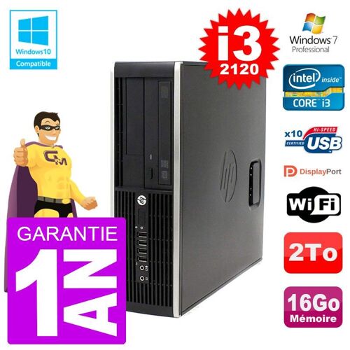PC HP 6200 SFF Intel i3-2120 RAM 16Go Disque 2To Graveur DVD Wifi W7