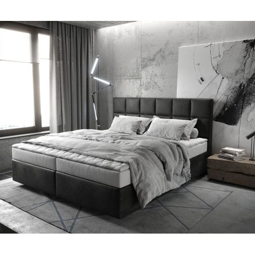 Lit ? Sommier Tapissier Dream-Fine Microfibre Anthracite Vintage 180x200 Avec Matelas Et Surmatelas