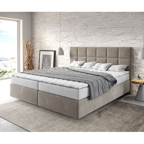 Lit ? Sommier Tapissier Dream-Fine Microfibre Beige 180x200 Avec Matelas Et Surmatelas