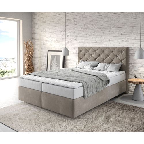 Lit ? Sommier Tapissier Dream-Great Microfibre Beige 140x200 Avec Matelas Et Surmatelas