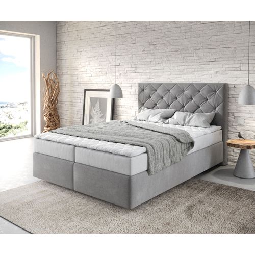 Lit ? Sommier Tapissier Dream-Great Microfibre Gris 140x200 Avec Matelas Et Surmatelas