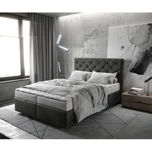 Lit ? Sommier Tapissier Dream-Great Microfibre Anthracite Vintage 140x200 Avec Matelas Et Surmatelas