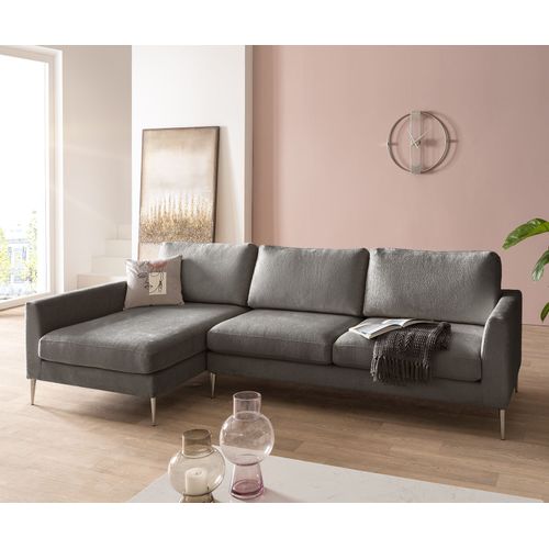 Canapé-D'angle Marla Chenille Taupe 285x140 Cm Ottomane Gauche Canapé D'angle