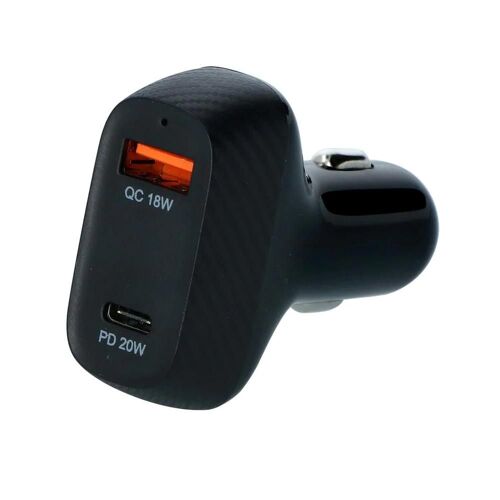 Chargeur Rapide Allume Cigare 12-24v Duo 20w Usb-C + 18w Usb 3.0 Carpoint