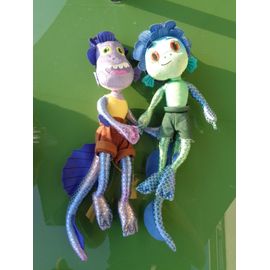 Couple Peluches Personnages Mer Poisson Fleur Avec Écailles Brillantes Disney 32 Cm