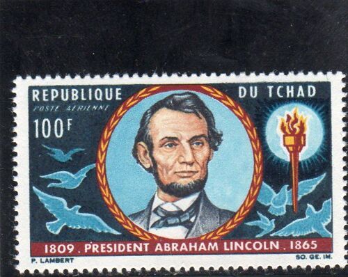 Timbre De Poste Aérienne Du Tchad (Centenaire De La Mort DAbraham Lincoln)