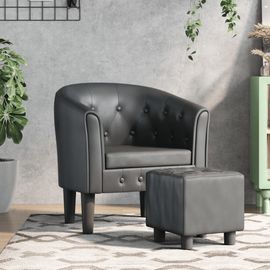 Vidaxl Fauteuil Cabriolet Avec Repose-Pied Gris Similicuir