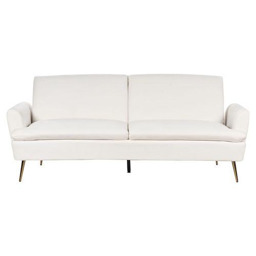 Canapé Convertible 3 Places En Velours Blanc Cassé Vettre