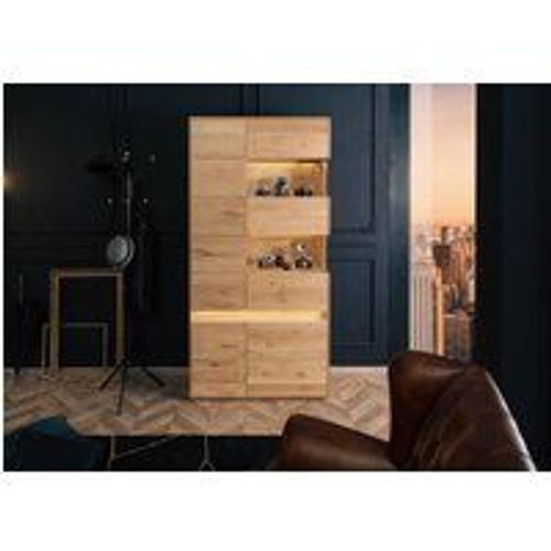 Vitrine 103x43,5 Chêne Sauvage Huilé Bois Naturel Cardiff 110