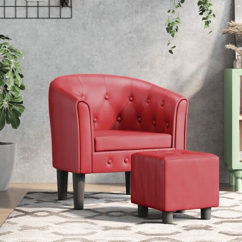 vidaXL Fauteuil cabriolet avec repose-pied rouge bordeaux similicuir