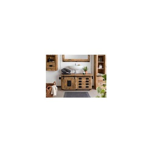 Meuble de salle de bain 120x40 Manguier laqué Bois naturel RAILWAY 177
