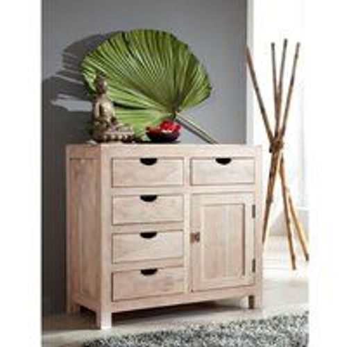 Buffet 90x42 Acacia Blanchi Blanc Nature White 88