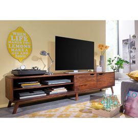 Meuble Tv 220x40 Palissandre Laqué Noisette Malmö 2 125