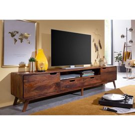 Meuble Tv 220x40 Palissandre Laqué Noisette Malmö 2 123
