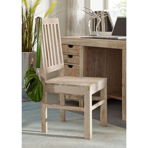 Chaise 45x45 Acacia Blanchi Blanc Nature White 121