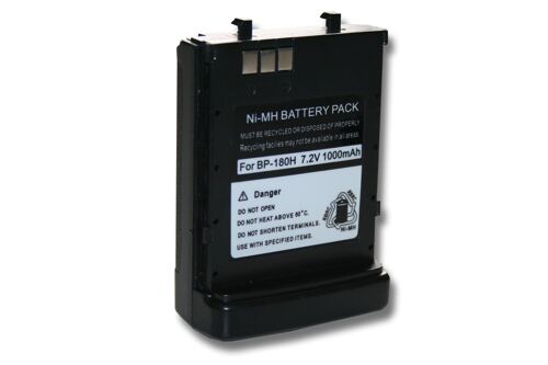 vhbw NiMH batterie 1000mAh (7.2V) pour radio talkie-walkie comme Icom BP-173, BP-180, BP-180H