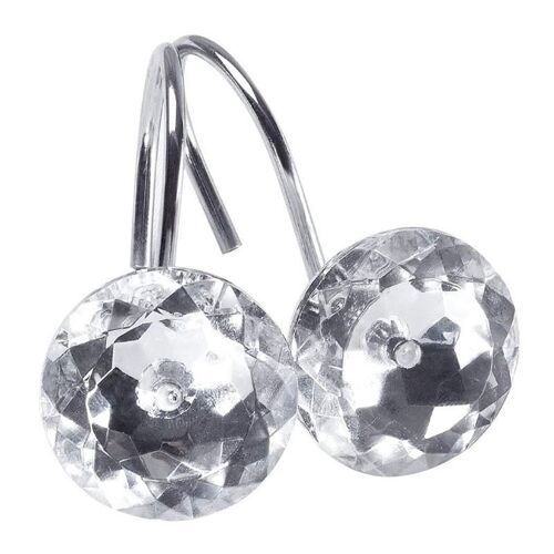 Rideau De Douche Avec Crochets Scintillants, Anneaux En Acrylique, Strass Décoratifs En Verre, Cristal Roulant, Salle De Bain, Ensemble De 12 Anneaux