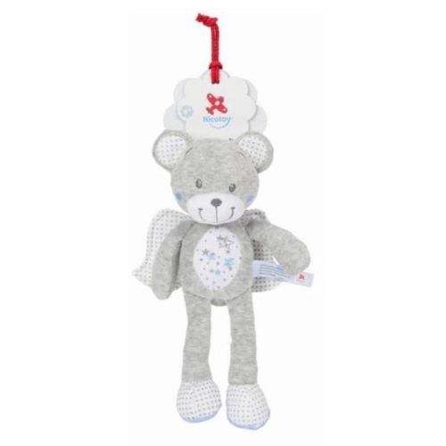 Doudou Ours Gris Bleu Nicotoy Peluche Ourson Mon Ange Ailes