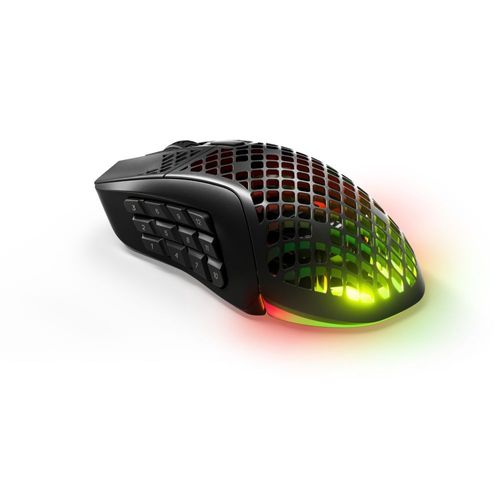 SteelSeries Aerox 9 - Souris - ergonomique - pour droitiers - optique - 18 boutons - sans fil, filaire - 2.4 GHz, Bluetooth 5.0, USB - récepteur sans fil USB-C - noir mat