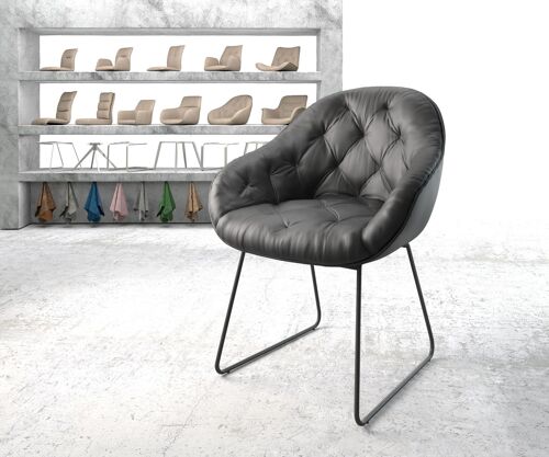 Fauteuil Gaio-Flex cadre croisé noir cuir véritable noir