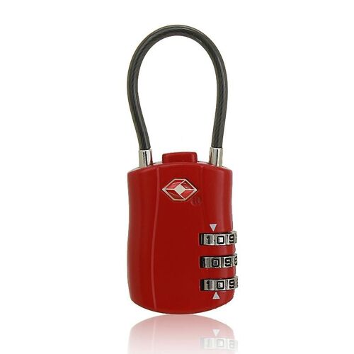 Câble antivol codé pour vélo, valise, sac de voyage, casier ou sac à dos Utile pour sécuriser tous les bagages, approuvé TSA, cadenas à combinaison à 3 chiffres rouge