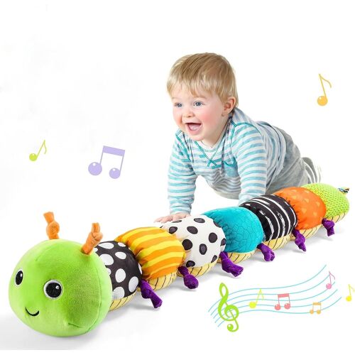 Jeux Montessori Nouveauné Garçon Fille 0-6 Mois Jouet Sensoriel Bébé 0-6 Mois Cadeau De Naissance Peluche Chenille Musicale