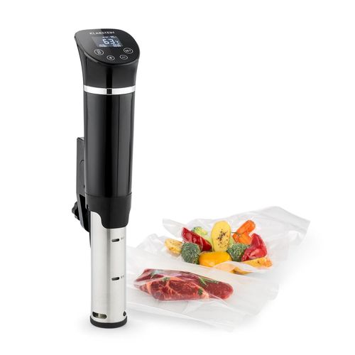 Klarstein Quickstick Pro Pompe Sous-Vide 20 Litres / Thermoplongeur 1300w Avec 2 Capteurs De Température - Cuisson Vapeur Saine 50 à 95°C - Noir