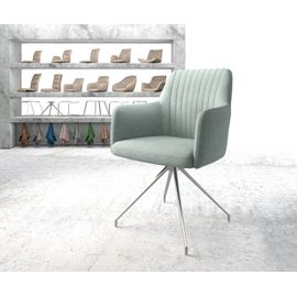 Chaise Pivotante Greg-Flex Cadre Croisé Conique Acier Inoxydable Rayures Gris Mente