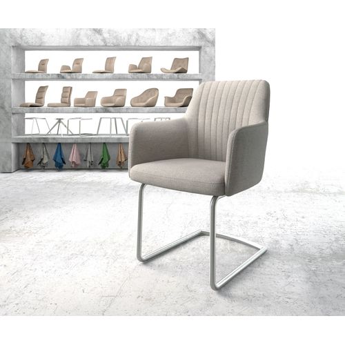 Fauteuil Greg-Flex Cantilever Rond Acier Inoxydable Rayures Gris Clair