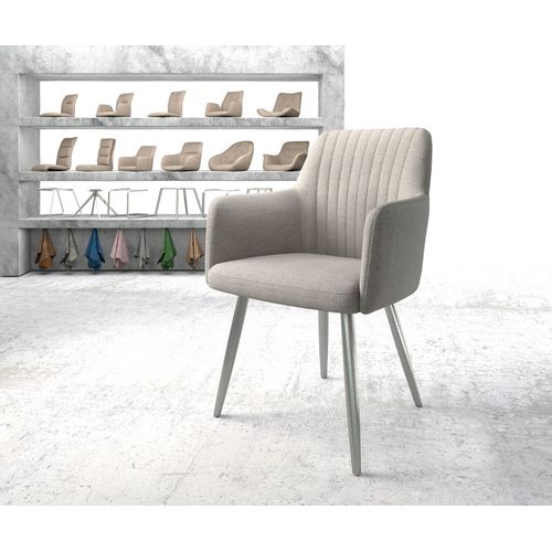 Fauteuil Greg-Flex 4-Pieds Conique Acier Inoxydable Rayures Gris Clair