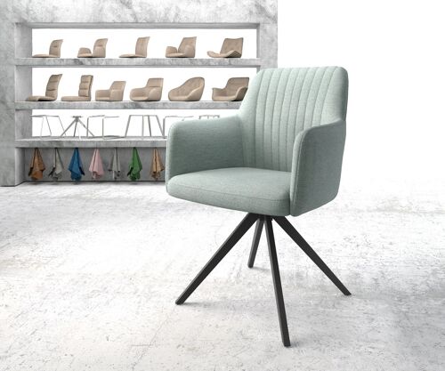 Chaise pivotante Greg-Flex cadre croisé angulaire noir rayures gris mente