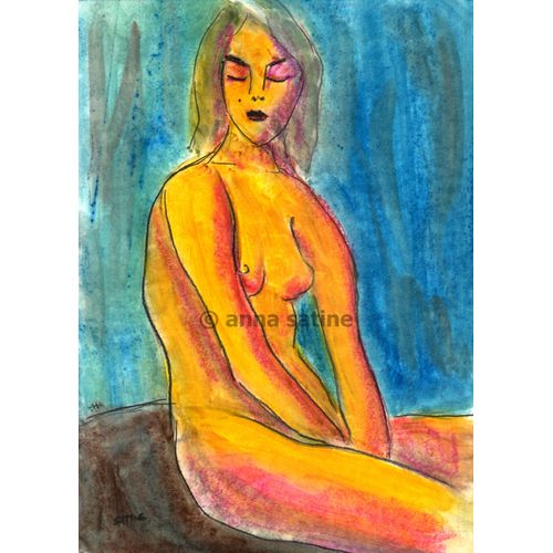 Peinture Erotique Originale - Anna Satine - 201117 - Nu Féminin - 20x30cm