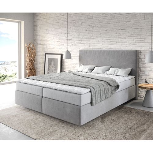 Lit-?-Sommier-Tapissier Dream-Well 180x200 Cm Gris Avec Matelas Et Surmatelas