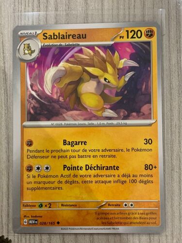 Carte Pokémon Sablaireau-028/165-Ev3,5 New 151