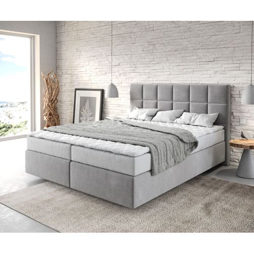 Lit ? Sommier Tapissier Dream-Fine Microfibre Gris 160x200 Avec Matelas Et Surmatelas