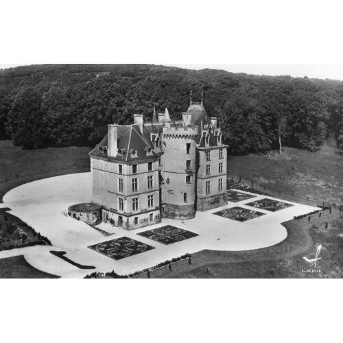 Carte Postale Non Ecrite -Noir Et Blanc - Dentelee - N° 1 En Avion Au Dessus De Moroques - Cher - Chateau De Maupas Xiv Eme Siecle -Edition Lapie- Veritable Photo