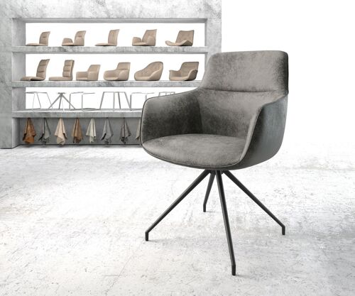 Chaise-pivotante Pejo-Flex cadre croisé conique noir vintage gris