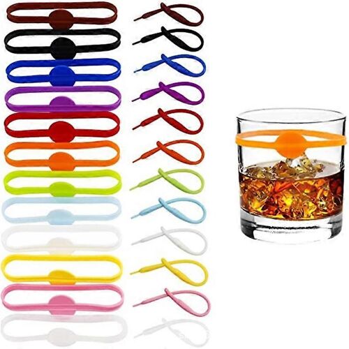 24 Marqueurs De Verre À Vin Pour Boissons, Marqueurs De Boissons Cocktail, Étiquettes En Verre, Adaptés À L'identification Des Bouteilles Pour Les Fêtes Ou Les Familles : Maison Et Cuisine