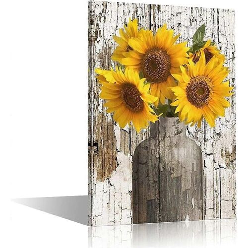 Toile Art Mural Pour La Décoration Intérieure Salle De Bain Moderne Bureau Décoration Murale Peintures Fleurs De Tournesol Jaune Photos ?Uvre D'art Impression Décoration Intérieure 12x8in
