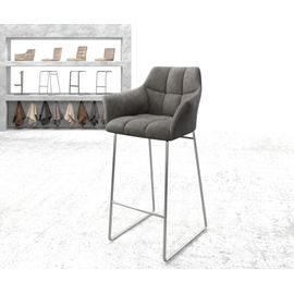 Chaise-De-Bar Yulo-Flex Cadre Patin Acier Inoxydable Vintage Anthracite