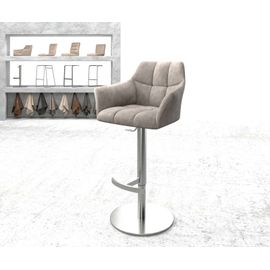 Chaise-De-Bar Yulo-Flex Base Tournante Réglable En Haut Acier Inoxydable Vintage Taupe