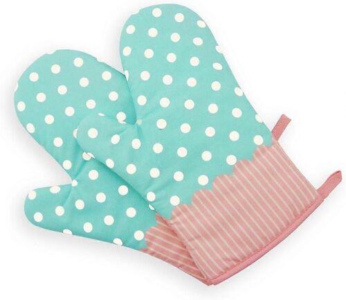 Mitaines de cuisine, mitaines de cuisine résistantes à la chaleur avec doublure en coton matelassé, mitaines de cuisson pour griller, cuisiner, cuire, barbecue, micro-ondes (bleu et rose)