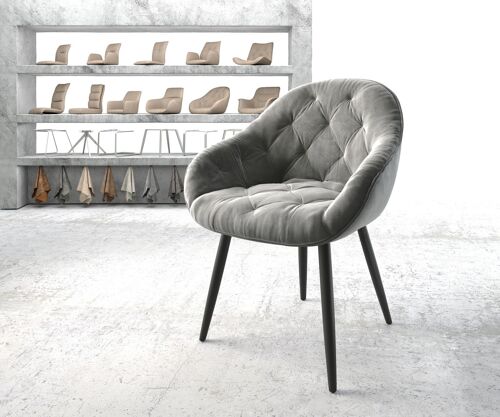 Fauteuil Gaio-Flex 4-pieds conique noir velours gris