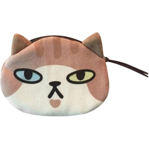 Portefeuilles de cartes pour femmes femmes mignon imprimé chat visage fille peluche coin sac à main changer sac à main portefeuille portefeuille (c, taille unique)