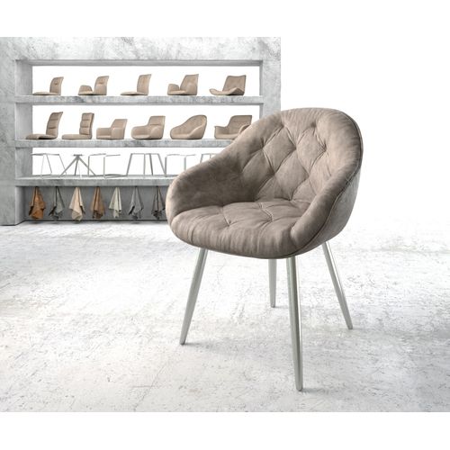 Fauteuil Gaio-Flex 4-Pieds Conique Acier Inoxydable Vintage Taupe