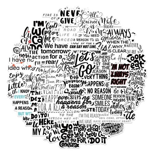 50 Autocollants Texte De Motivation Noir Et Blanc Valise Décorative Personnalisée Carnet Guitare Étanche Amovible Sans Autocollants Répétés