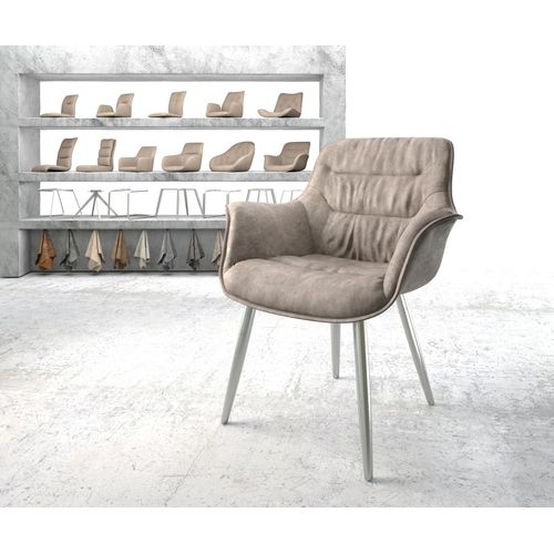 Fauteuil Kaira-Flex 4-Pieds Conique Acier Inoxydable Vintage Taupe