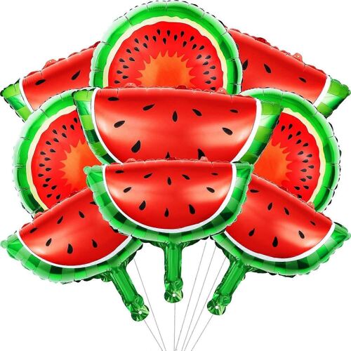 9 pièces pastèque feuille ballons pastèque pastèque mylar ballons dessin animé fruit feuille ballons pour l¿été sur le thème anniversaire baby shower mariage fête decoratio