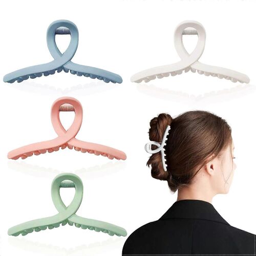 Heyone 4pcs Matte Hair Claw Clips 4.3 Pouces Acrylique Antidérapant Grande Mâchoire Pince À Cheveux Pour Femmes Accessoires De Coiffure Épais (Couleur A) 